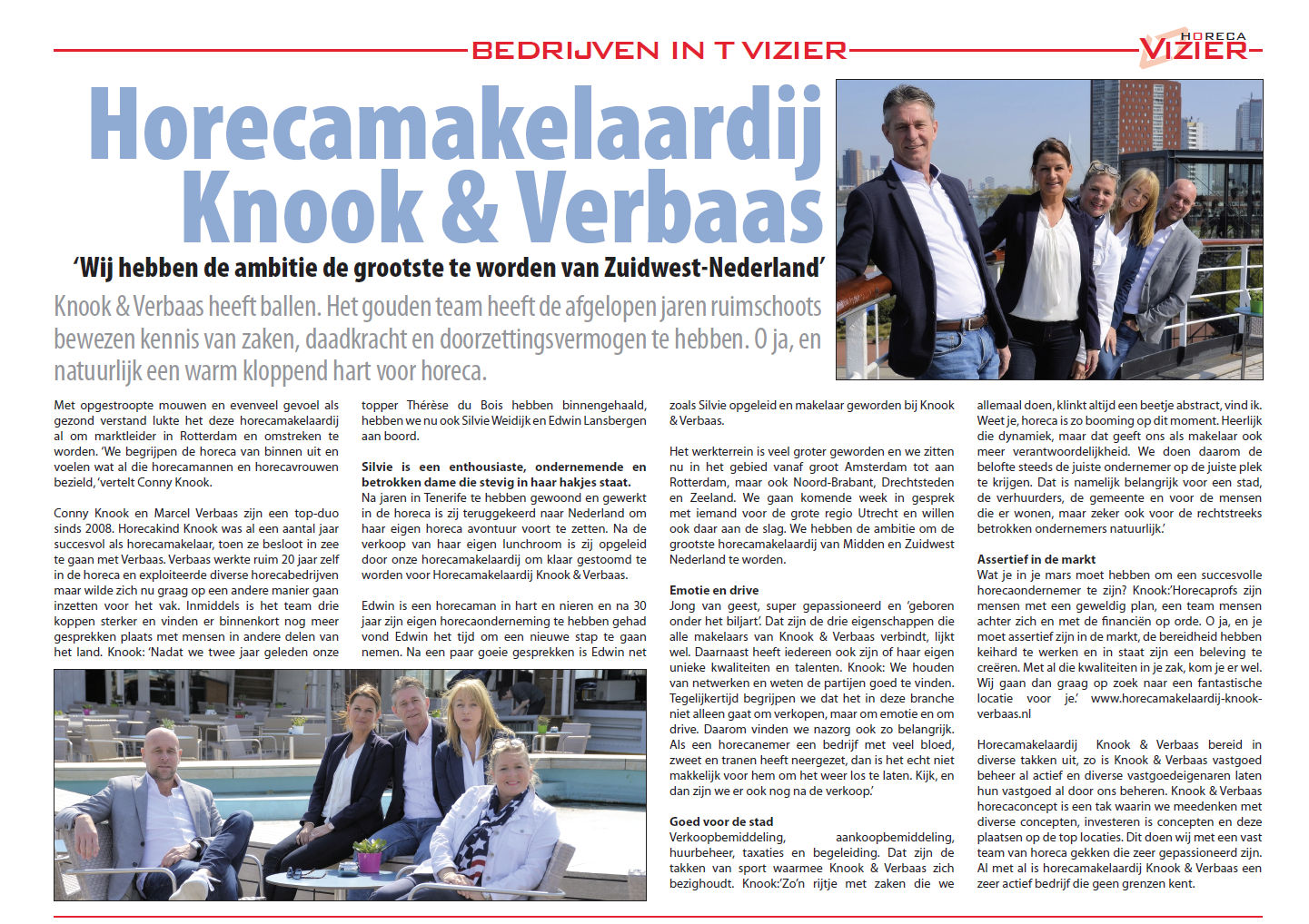 Artikel Bedrijven in t Vizier Horecamakelaardij Knook en Verbaas