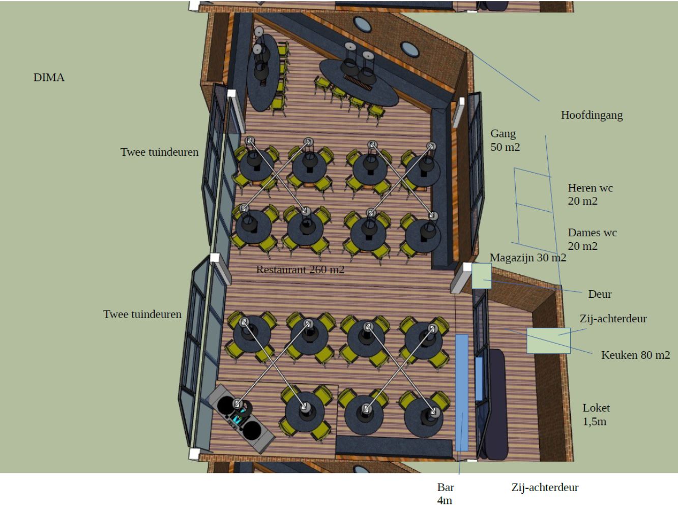Restaurant Sfera – Kurkhout 73 – Zoetermeer – Horecamakelaardij Knook en Verbaas – Plattegrond
